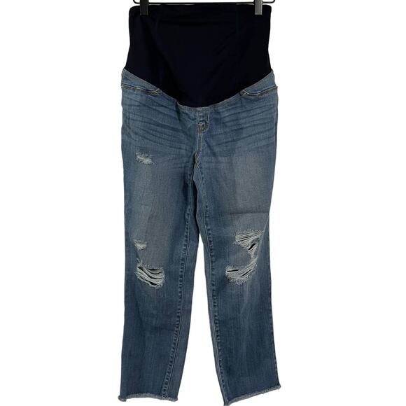 Isabel Maternity by Ingrid & Isabel Distressed Jeans Straight Crop Size 4 - Picture 1 of 8